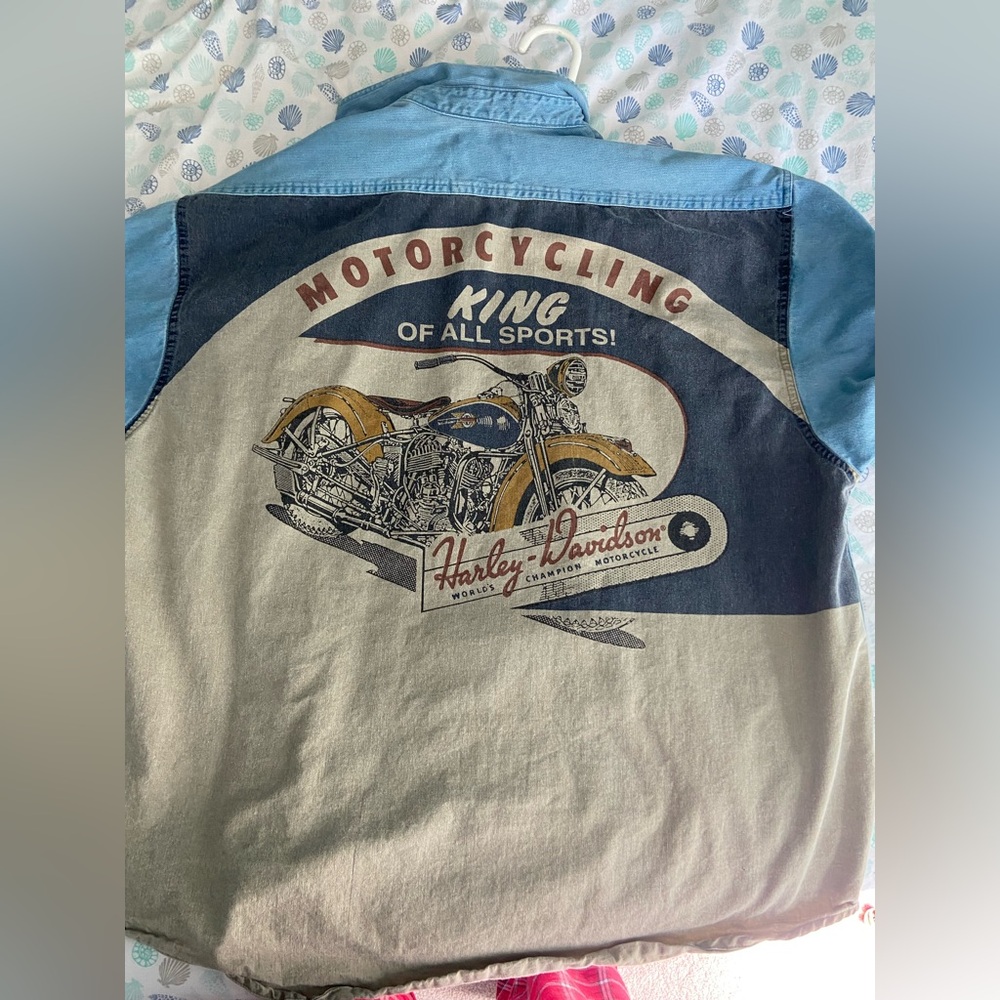 authentic harley davidson button up shirt